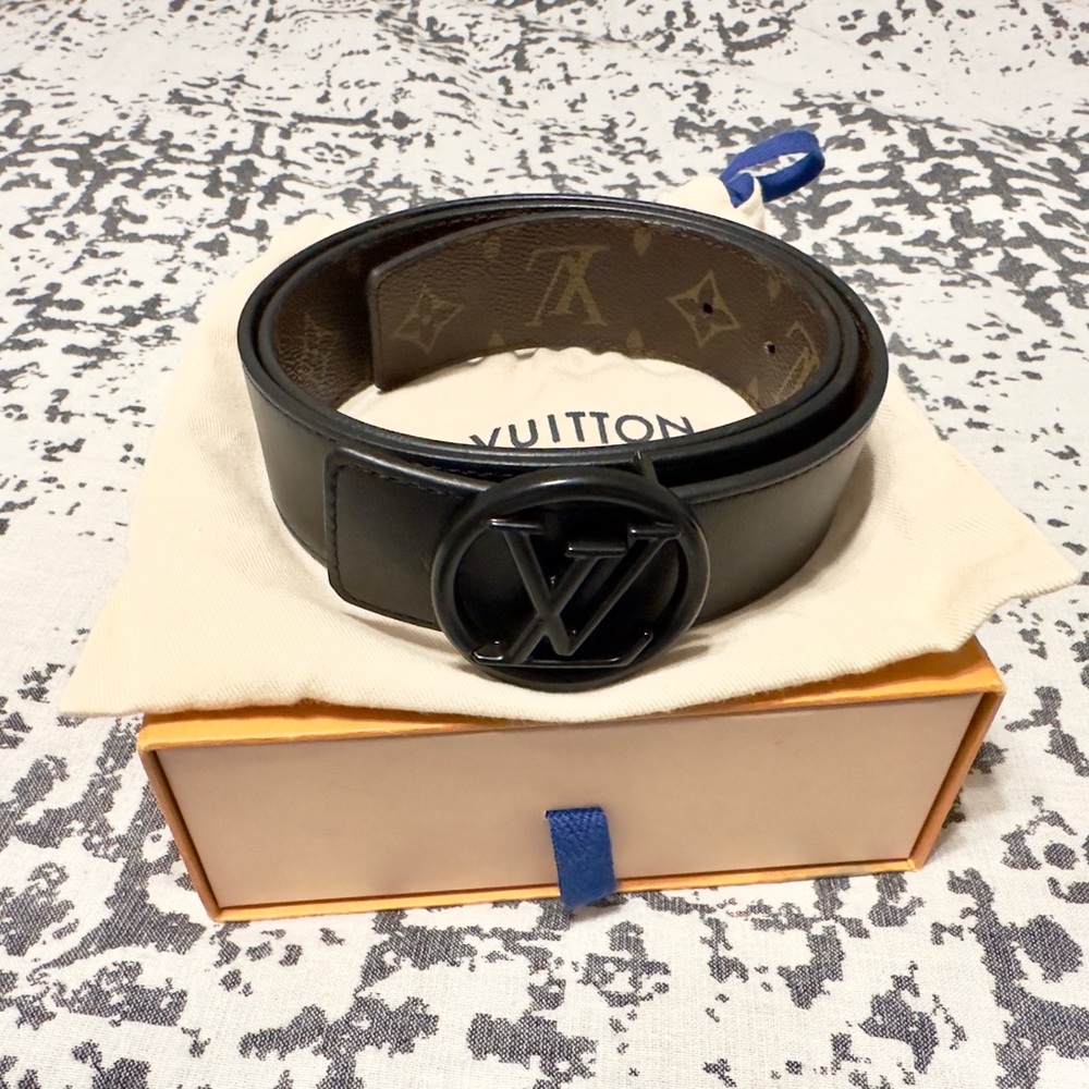Louis Vuitton Brown Black Leather Belt - Picture 1 of 6